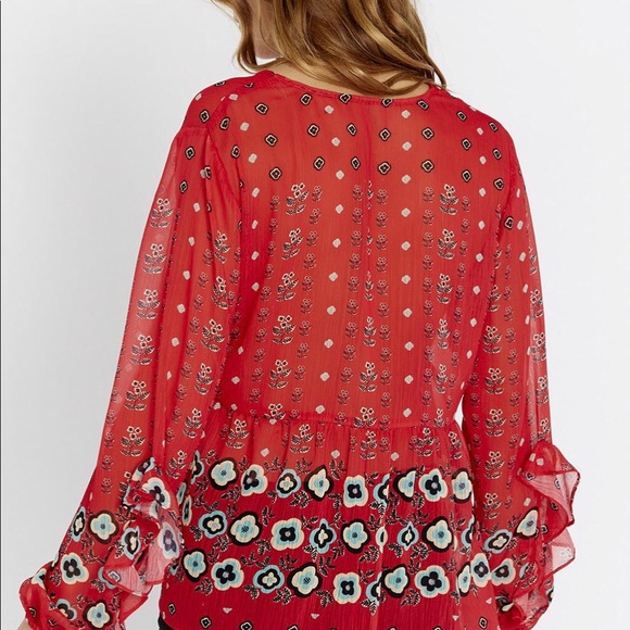 NWT DAVID BITTON BORDER FOLK FLORAL RED SZ M ♥️ - Picture 4 of 4